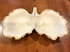 Lenox Double Leaf Relish Candy Dish Handled G...