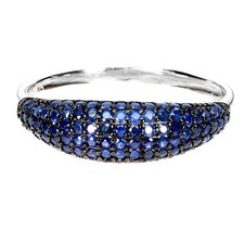 925 Sterling Silver Ring Blue Sapphire Round Diamond Cut Gemstone Jewelry Size 8