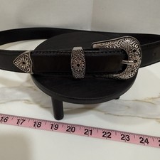 black leather western retro style womens belt size 7/28