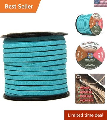 Durable 5mm Faux Suede Cord - 50 Yards in Medium Turquoise for Jewelry Making
