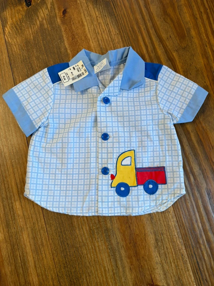 Vintage New Cradle Togs Button Up Plaid T Shirt Size 18 Months With Truck - Image 3 of 4