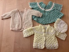 Lot Of 3 Vintage 50 s-70 s Baby Sweaters and bonnet Easter Crochet 3-9 Months