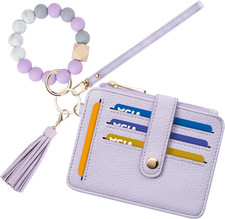 Wristlet Wallets for Women, Keychain RFID Blocking Credit Card Holder, Small Gir