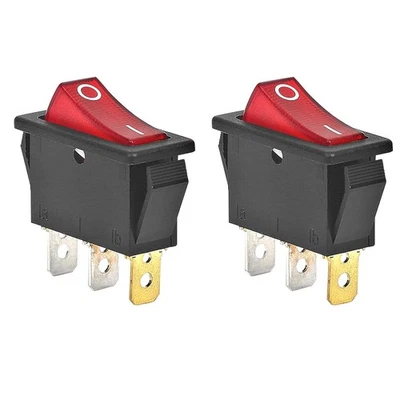 BOAISDHY 2 Pack 120927-24 On Off 120 Volt 3 Prong Plug Rocker Switch Lighted for Electric