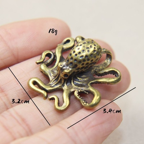 Brass Octopus Figurine Mini Statue House Office Decoration Animal Figurines Toys - Picture 5 of 11