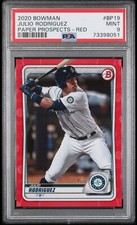 2020 JULIO RODRIGUEZ Bowman Prospects RED #d /5 Mariners RC PSA9 1:7780pks Pop1