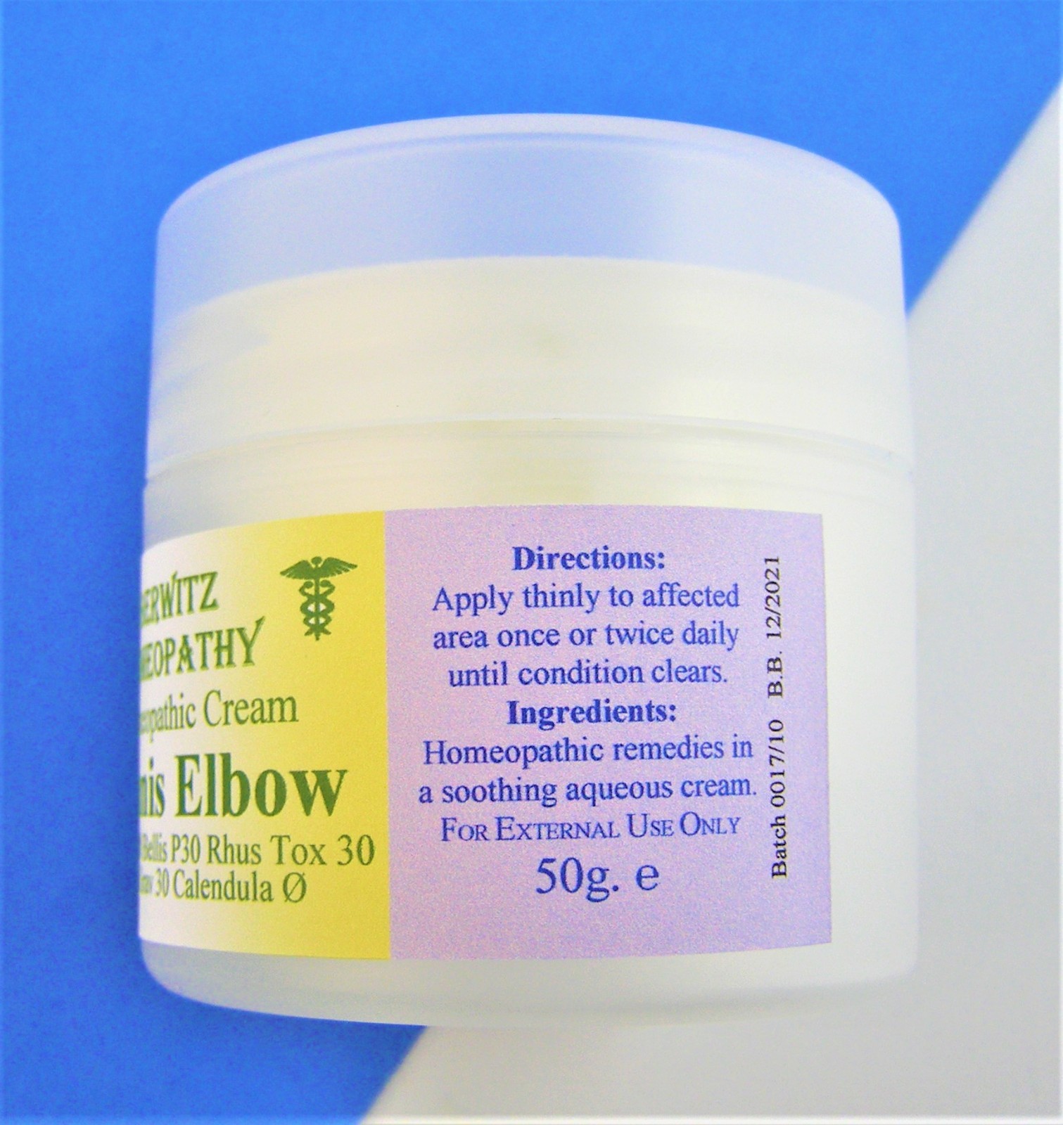 Tennis Elbow Homeopathy Cream RSI Muscle Joint Pain Relief Inflammation