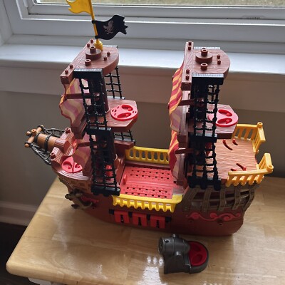 2006 Mattel Fisher PrIce Imaginext Brown Pirate Ship Boat w/ Red