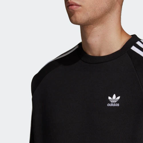 Adidas DV1555 Men originals 3 Stripe Crew Sweat LS shirts black | eBay
