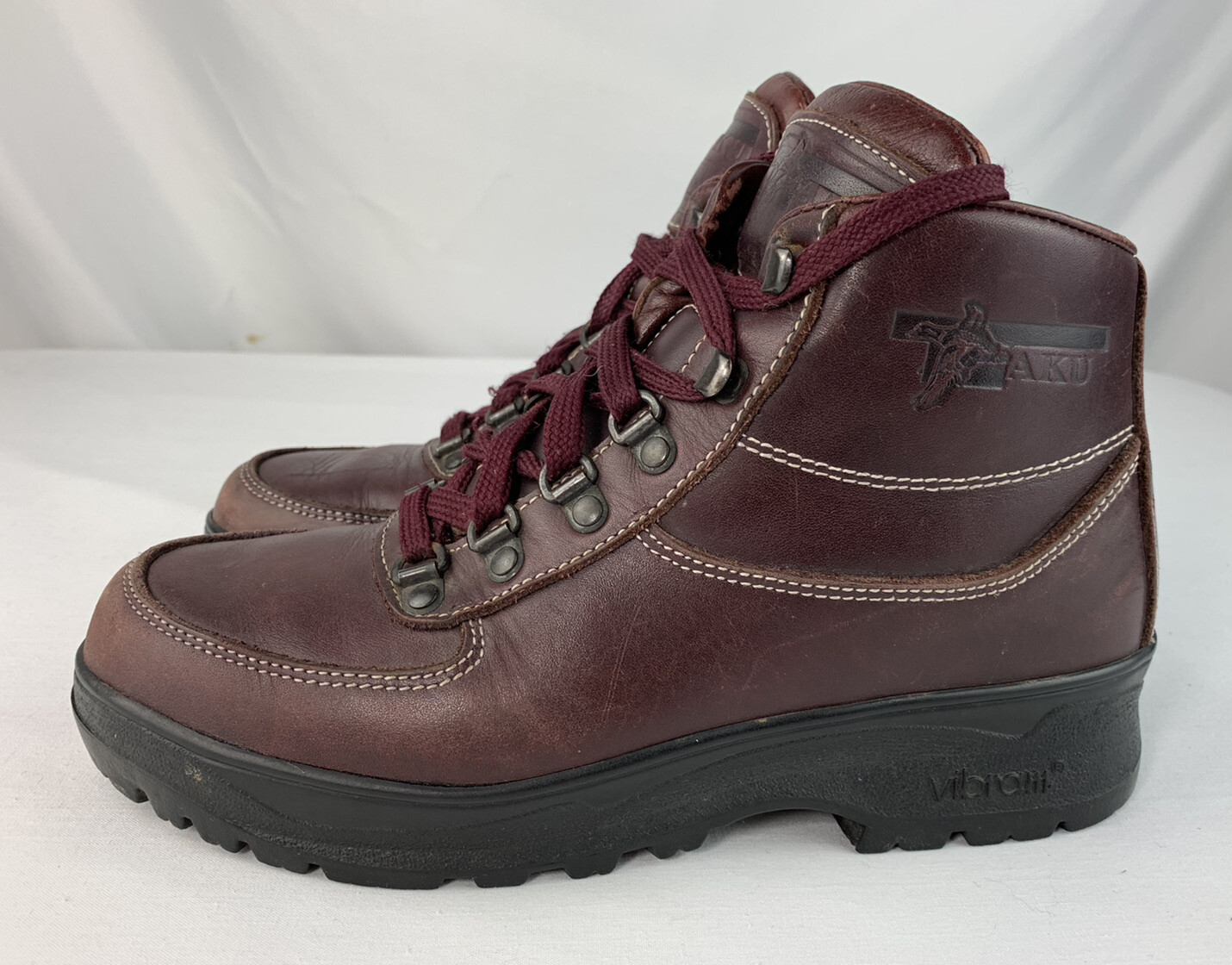 Aku Boots Leather Lace Up Burgundy 