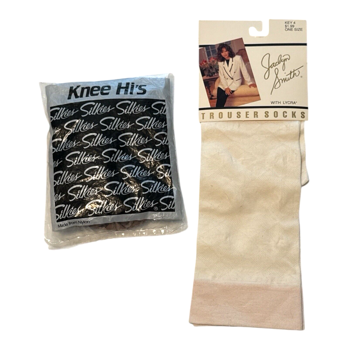 Silkies Knee Hi's Jaclyn Smith Trouser Socks Women’s OS Off White  Textured Lot