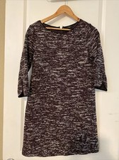 Ann Taylor Marled Tweed Burgundy Black White Sheath Shift Dress New MP $119