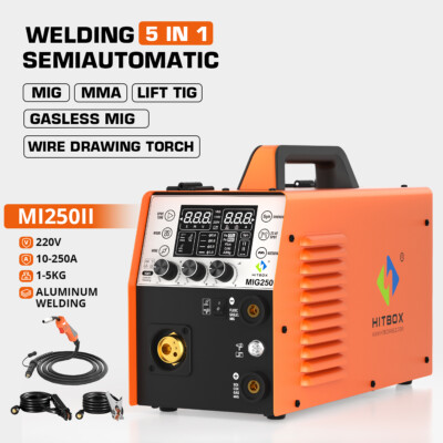  Profis Schweißgerät 5in1 250A HITBOX MIG/Lift TIG gaslos LCD Garantie 