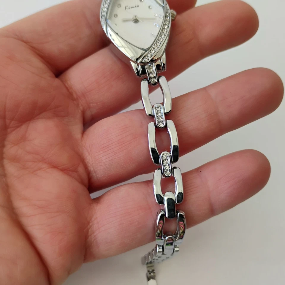 NOS Kimio Silver Tone Pave Crystal Quartz Ladies Watch Bracelet KW6010S - Image 4 of 4