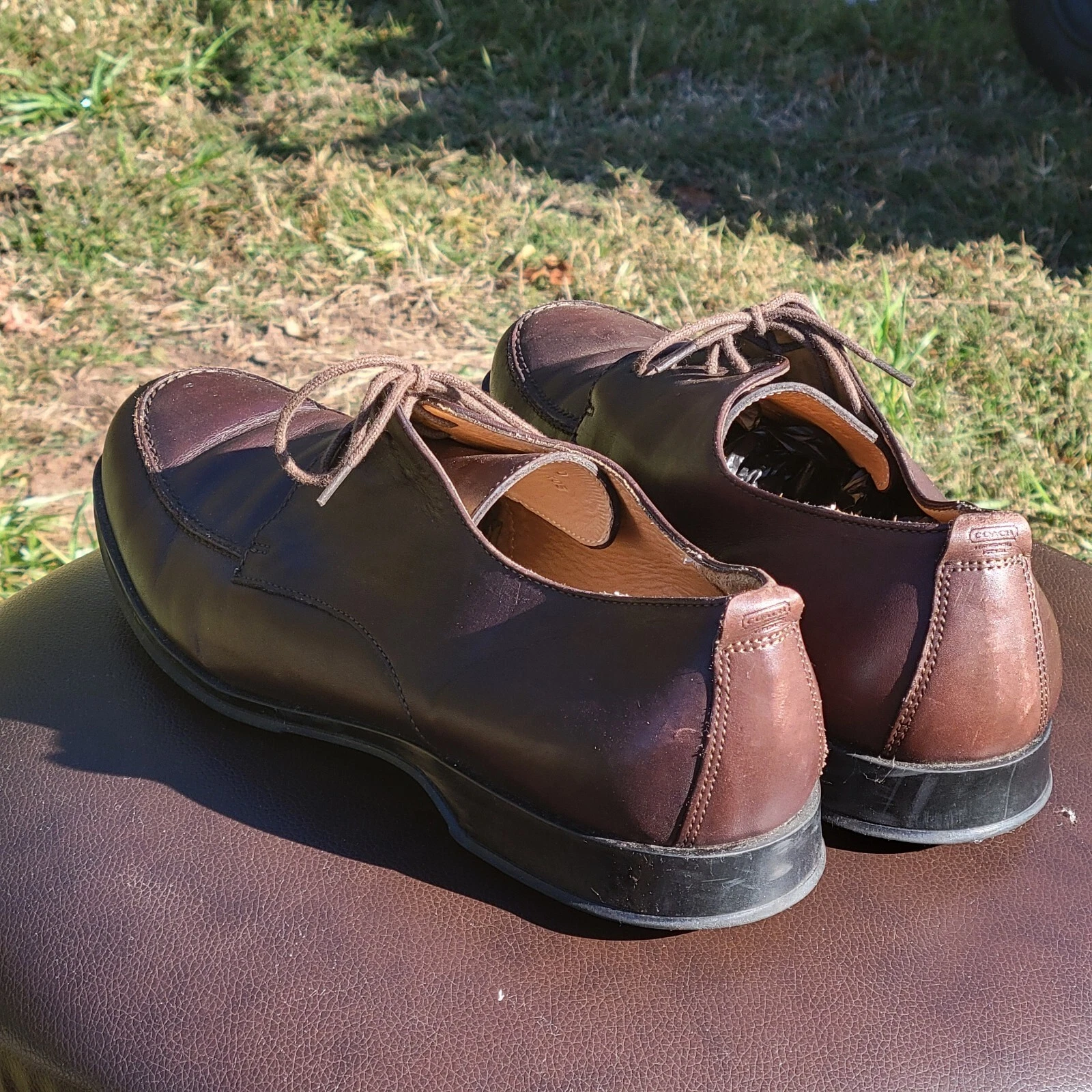 Scarpe Coach uomo taglia 9 5 pelle marrone eleganti oxfords comfort Carleton