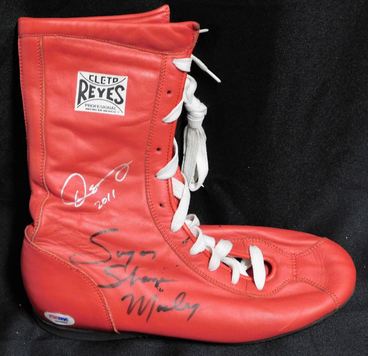 Sugar Shane Mosley Oscar de la Hoya signed Reyes Boxing Shoe Sugar Shane Mosley Oscar de la Hoya signed Reyes Boxing Shoe