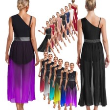 Womens Lyrical Dance Dress Sleeveless Tassel Rhinestone Ballet Modern Dancewear
