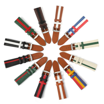 20 22mm Classic Genuine Leather Watch Strap Band Quick Release Smart Bracelet