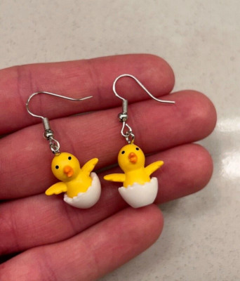 Easter Chick Statement Earrings - Handmade