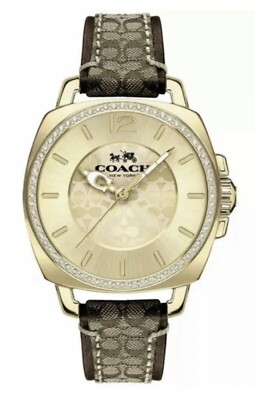 Brand New Coach Boyfriend Women's Brown Leather Coach Monogram Strap 14503150