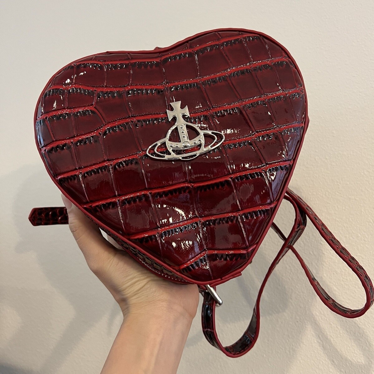 US SELLER* Vivienne Westwood Burgundy Heart Shaped Ella
