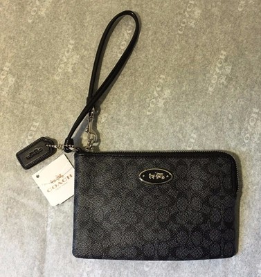 NWT Coach Signature Coated Canvas Zip Wallet Wristlet F53009