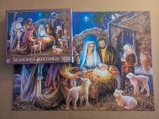 Master Pieces Seasons Greeting Nativity Jigsaw Puzzle 1000 Pcs Complete