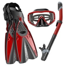 Adult Scuba Diving Swimming Fins Adjustable Flippers Shoe Goggles Snorkeling Set