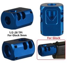 Excellent 1/2x28 TPI Muzzle Brake Compensator Anodized Dark Blue For 9mm Glock