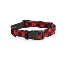 Merry Makings Check Me Out Red Buffalo Check Dog Collar, X-Small/Small