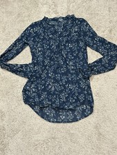 Eddie Bauer Womens Shirt/Tunic Size Small Multicolor Button Down Ruffle