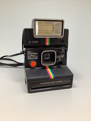 洋楽 LP) JAPAN POLAROID Polaroid Land OneStep Plus Black Rainbow Stripe Instant Camera w/Q