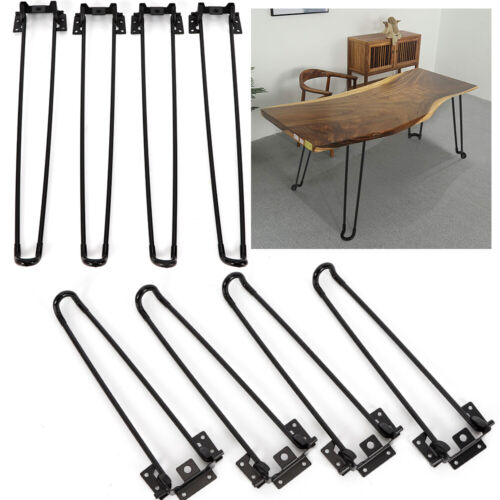 4Pack Hairpin Table Legs Heavy Duty Black Iron Metal Rods Industrial Style 6-34" 