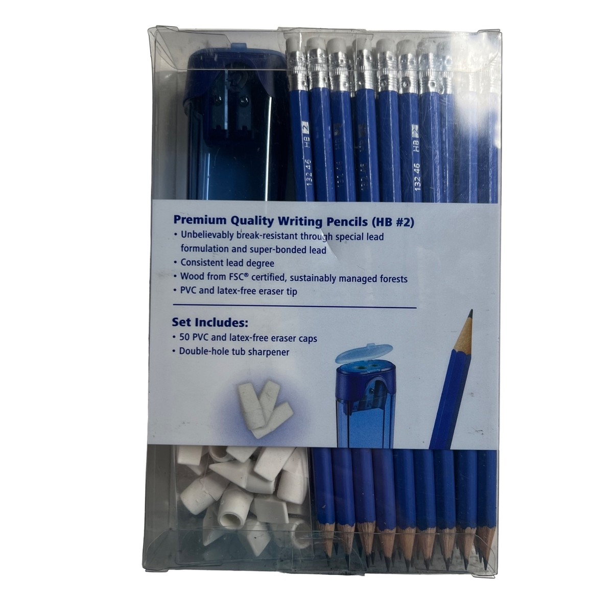 Staedtler New in Box 50 HB2 Graphite Pencils 50 Eraser Caps 1