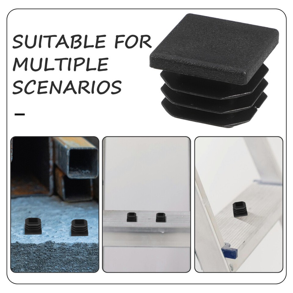 20pcs Square Tubing Caps Plastic Tube Inserts Furniture Foot Plugs