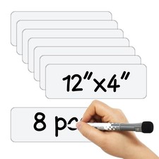 Larger Magnetic Dry Erase Labels 12"x 4" White - For Whiteboards, Fridge