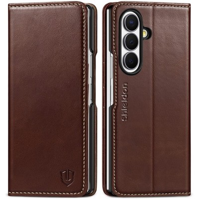 SHIELDON Echt Leder Wallet Case für Galaxy Z Fold8 Ultra, Retro Kaffee RFID