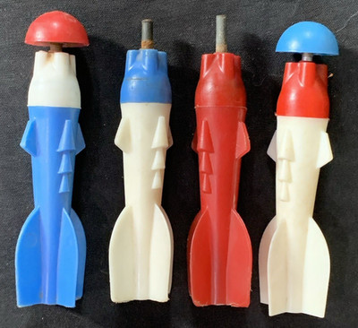4 1950's Cap Bomb Space Rocket Toys Royal Tot Mfg Brooklyn - Original Owner!