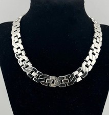 Vintage Monet Silver Tone Necklace Chunky Chain Link