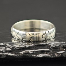 Sterling Silver Band Ring Simple 4.5mm Wide Size 8 1/2