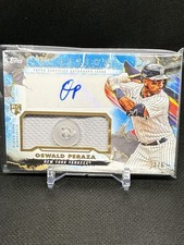 2023 Topps Inception Oswald Peraza RC Blue Button Auto 2/6 Player Worn Patch NYY