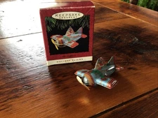 1993 Hallmark Keepsake Tin Airplane Holiday Fliers Pressed Tin Ornament