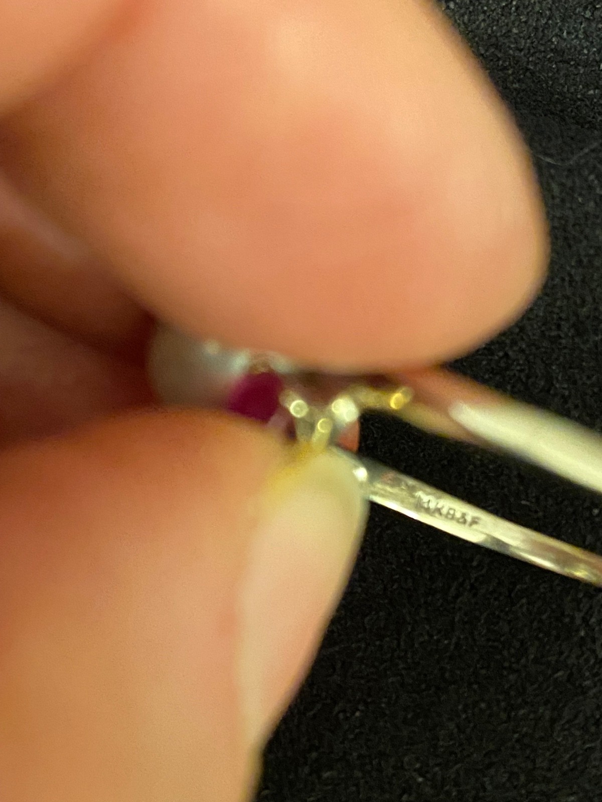 14K Solid White Gold pearl and ruby ring, size 10 - image 12