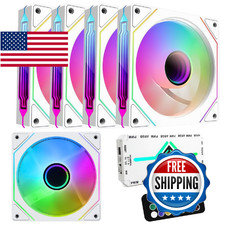 RGB Fans 5-Pack 120mm PWM ARGB Case Fan w/ Hub Remote Speed Control Quiet