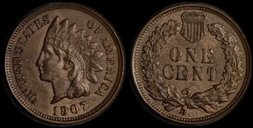 1907 Indian Head Cent BN - Nice AU-Unc Details - No Reserve! (#227353)