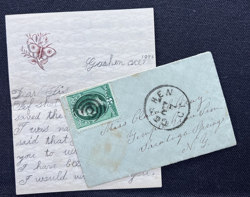 Antique 1874 Letter to Saratoga Springs From Goshen Ct W Original Letter  Child