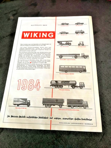 Wiking Modelo Coche WMA 1984/85 Catálogo Folleto Imagen Lista de Precios Novedades / 1698 | Condition: Sehr gut