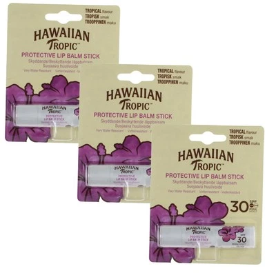 HAWAIIAN TROPIC PROTECTIVE LIP BALM STICK TROPICAL FLAVOUR SPF 30 3 PACK