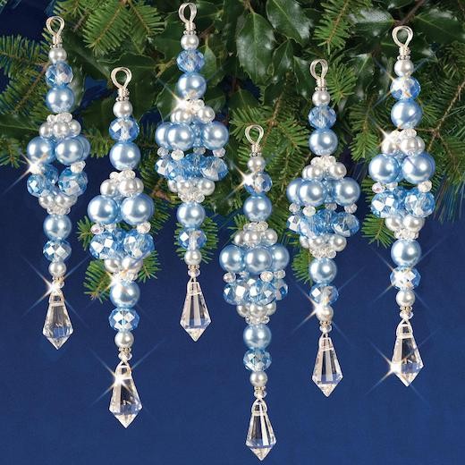 Solid Oak Nostalgic Christmas Ornament Kit - Blue Ice Drops Makes 6