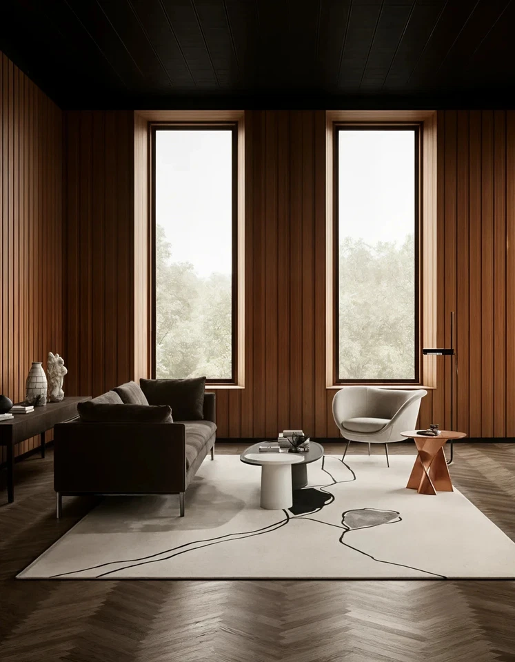 Hand tufted Concept Silk Rug for living room and bedroom, white and black rug - Image 3 of 4